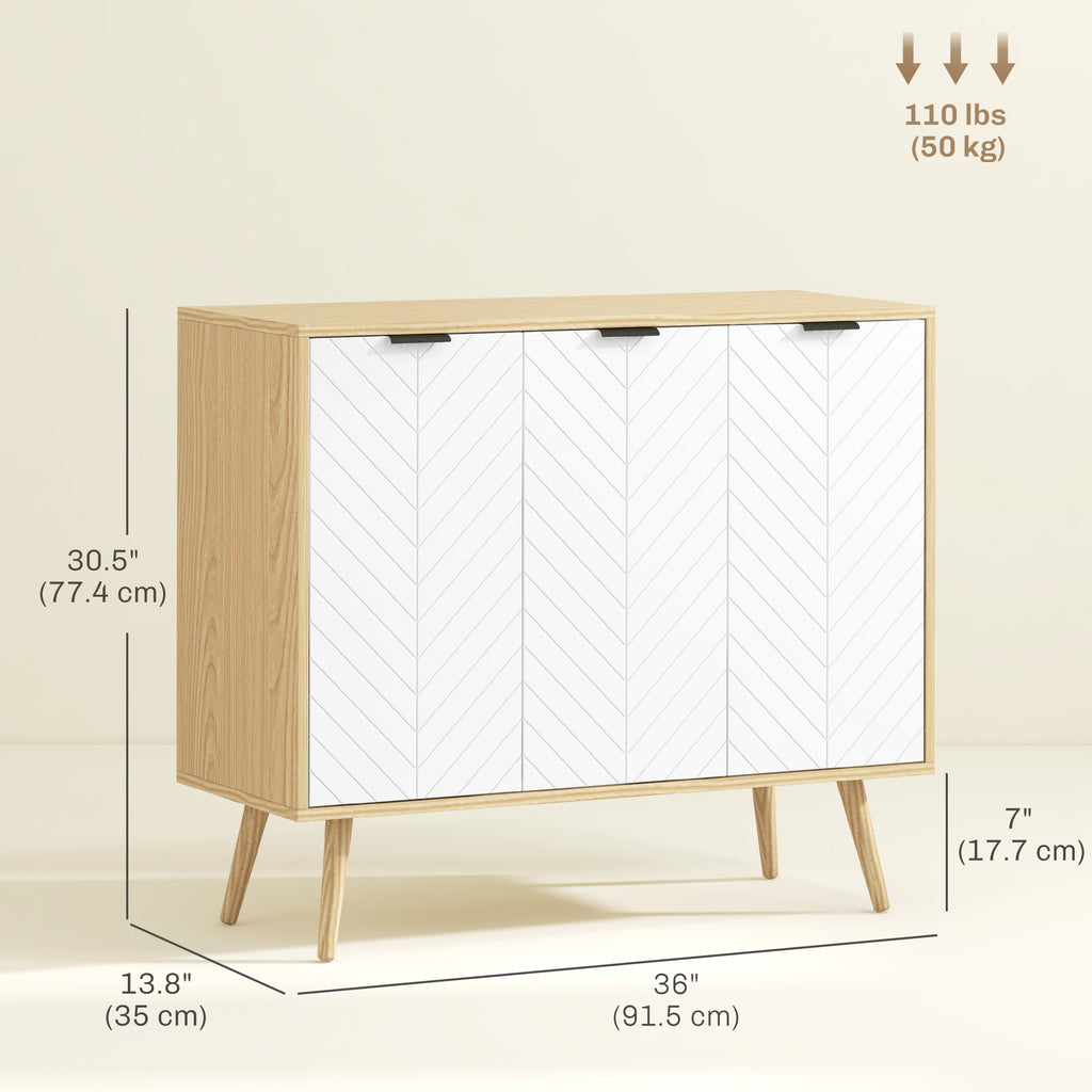 Modern Sideboard and Buffet, Dining Room Cabinet with Adjustable Shelves for Kitchen, Living Room, Natural