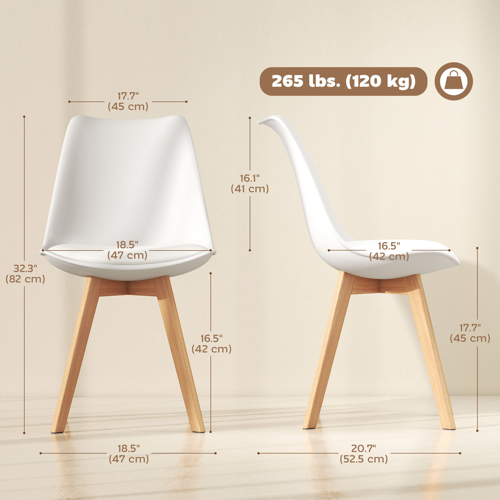 Modern Dining Table Chairs Set of 4, Rubber Wood Kitchen Table Chairs with PU Leather Cushion for Living Room, Bedroom