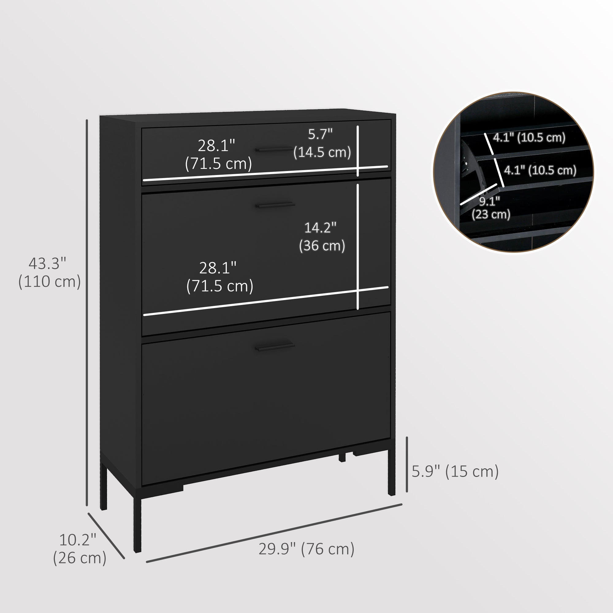 Modern Shoe Cabinet Storage 12 Pair Shoe Organizer with 2 Flip Doors Drawer and Adjustable Shelf White
