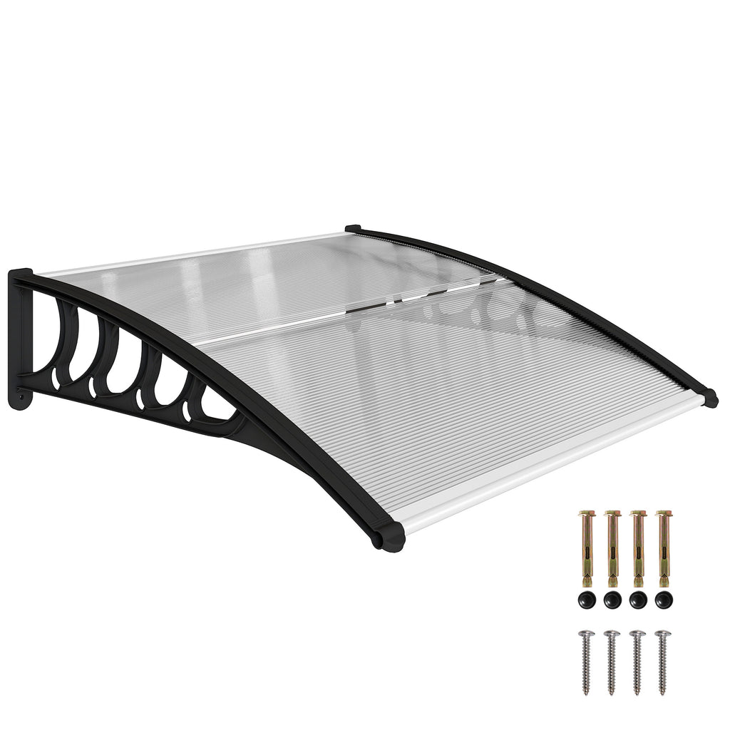 Awning Door Canopy, 40.6" x 38" ፖሊካርቦኔት መደርበቢ ኣፍደገ ንግዳሕ ገዛ/ፓትዮ ብሃጓፍ ዘለዎ ብላዕቲ ንምክልኻል UV, ንጹር
