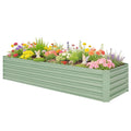 8 x 2.6 x 1.5ft Galvanized Raised Garden Bed, Reinforced Outdoor Planter Box with Open Bottom, Light Green