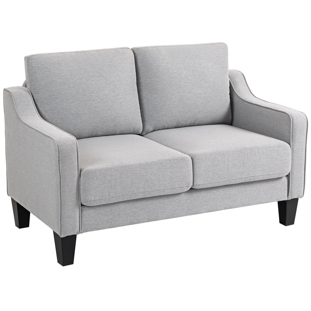 Loveseat Sofa, Modern Couch with Pocket Spring, Linen Upholstered, Thick Padded, Light Grey