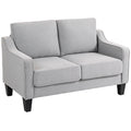 Loveseat Sofa, Modern Couch with Pocket Spring, Linen Upholstered, Thick Padded, Light Grey