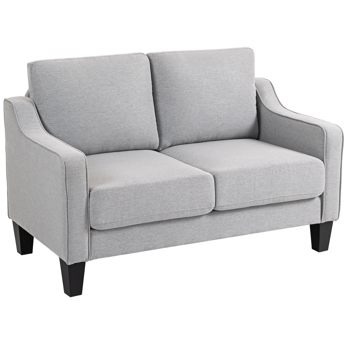 Loveseat Sofa, Modern Couch with Pocket Spring, Linen Upholstered, Thick Padded, Light Grey
