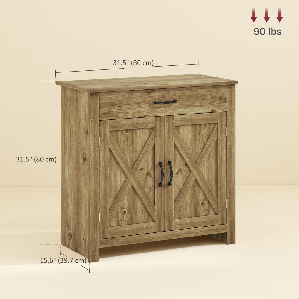 Farmhouse Sideboard Buffet Cabinet, Storage Cabinet with Barn Doors, Nature Wood