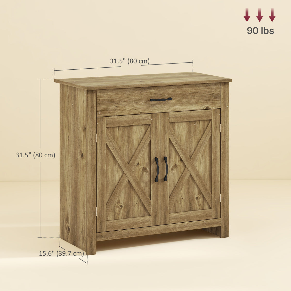 Farmhouse Sideboard Buffet Cabinet, Storage Cabinet with Barn Doors, Nature Wood