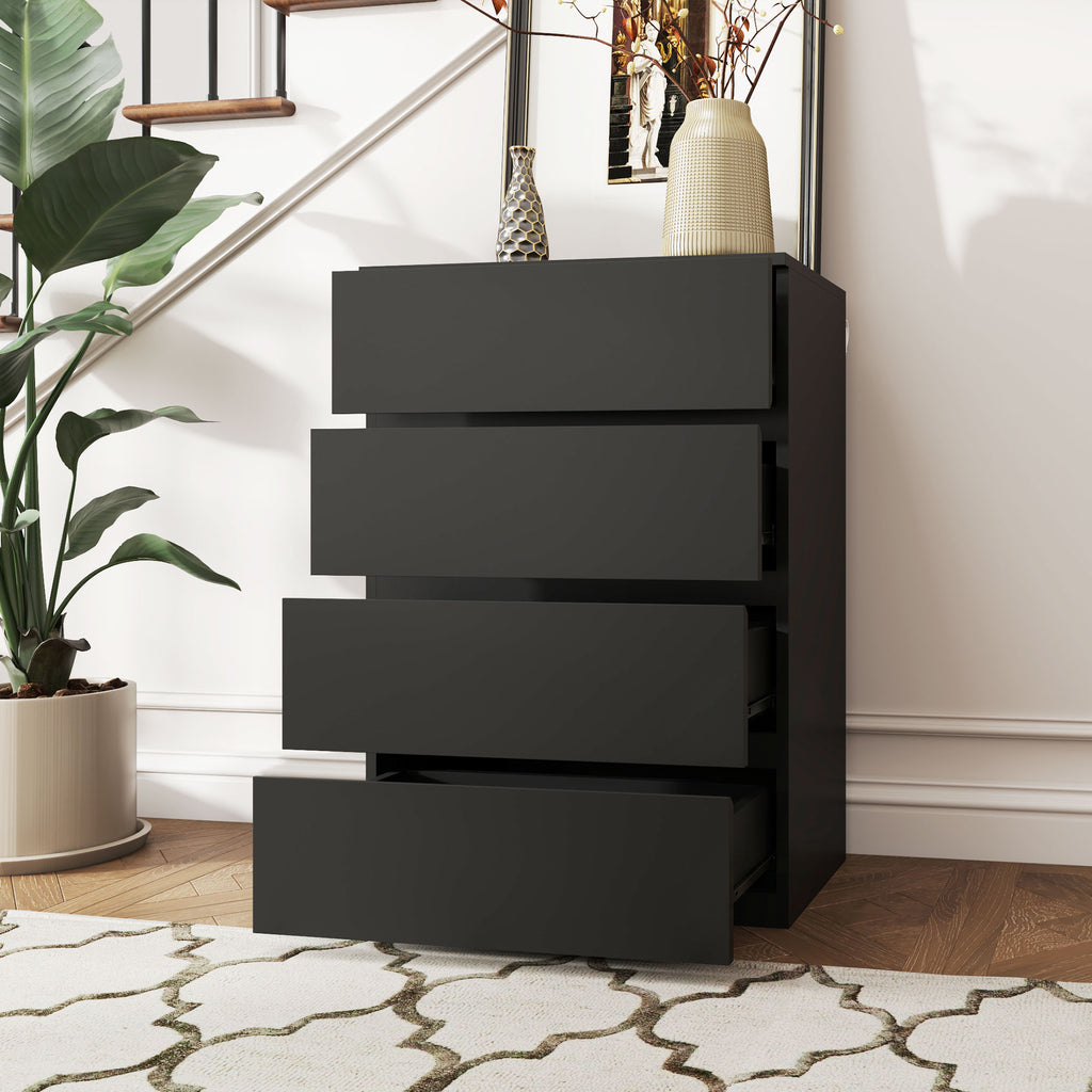 4 Drawer Chest Storage Cupboard Freestanding Drawer Unit, Black