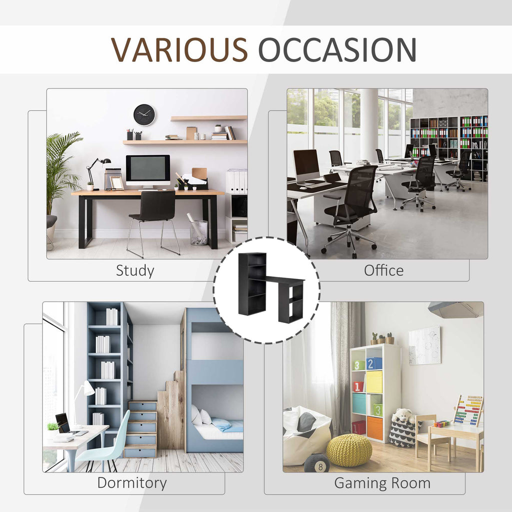 Modern Computer Desk with Storage Shelves, 47" Writing Table Workstation with Bookshelf for Home Office, White