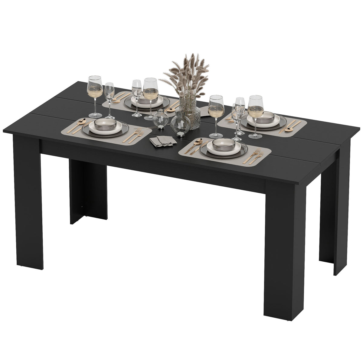 47" Kitchen Table for 4-6 People, Dining Table with Wood Effect for Dining Room, Oak