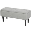 Modern Storage Bench, Ottoman with Storage and Lamb's Wool Upholstery for Living Room, Bedroom, Grey