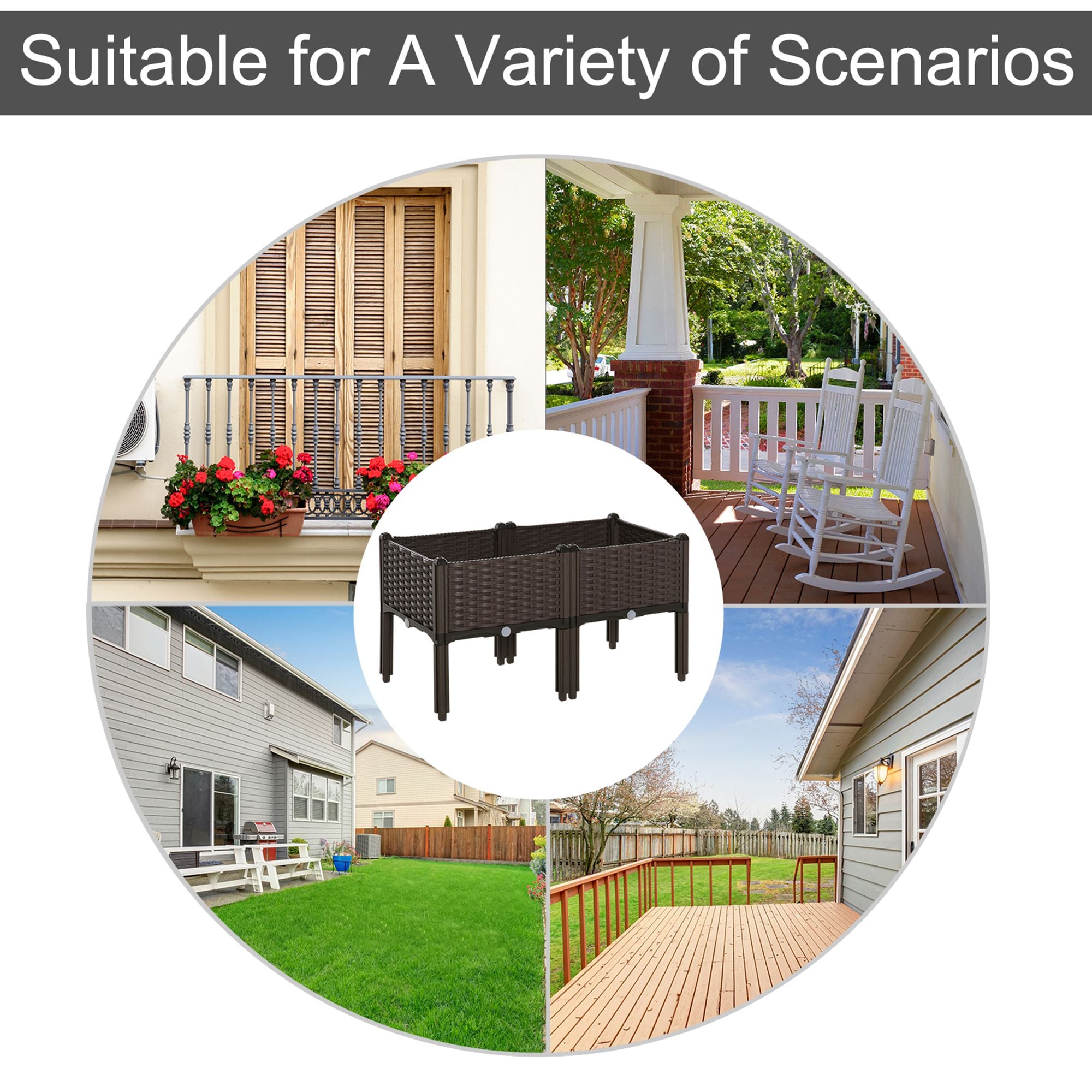 4-piece Raised Garden Bed PP Raised Flower Bed Plant Stand Stackable Vegetable Herb Grow Box