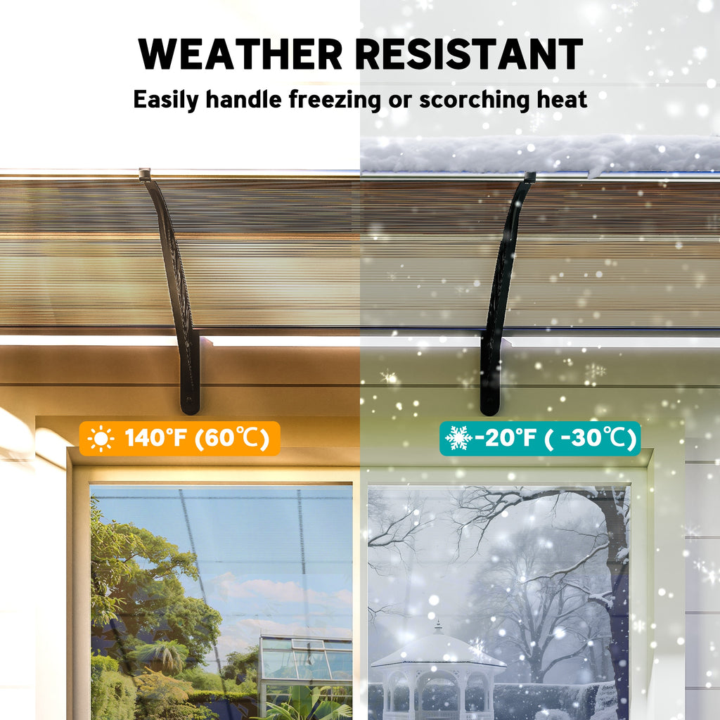 Awning Door Canopy, 119.3" x 37.8" Polycarbonate Front Door Outdoor Patio Cover for UV Protection, Brown