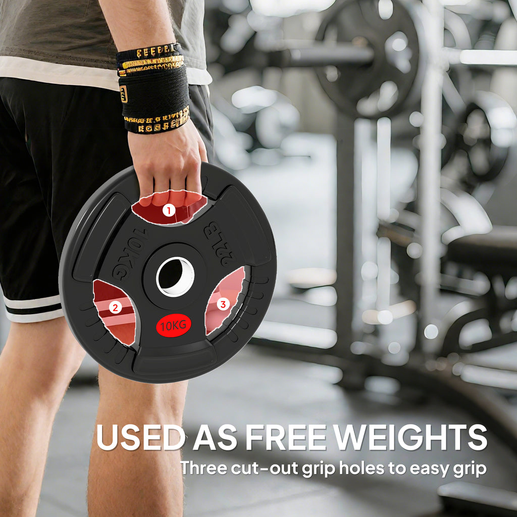 Soozier Weight Plates Set, 2-Inch Barbell Weights Set w/Tri-Grips for Home Gym Weightlifting and Strength Training, 2 x 11lbs