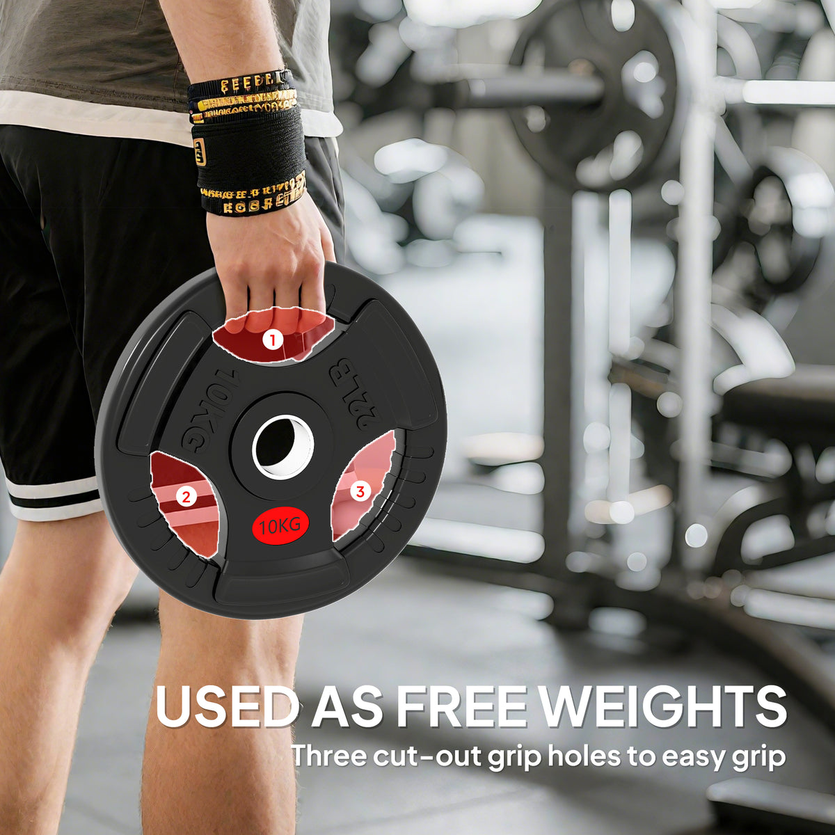 Soozier Weight Plates Set, 2-Inch Barbell Weights Set w/Tri-Grips for Home Gym Weightlifting and Strength Training, 2 x 11lbs