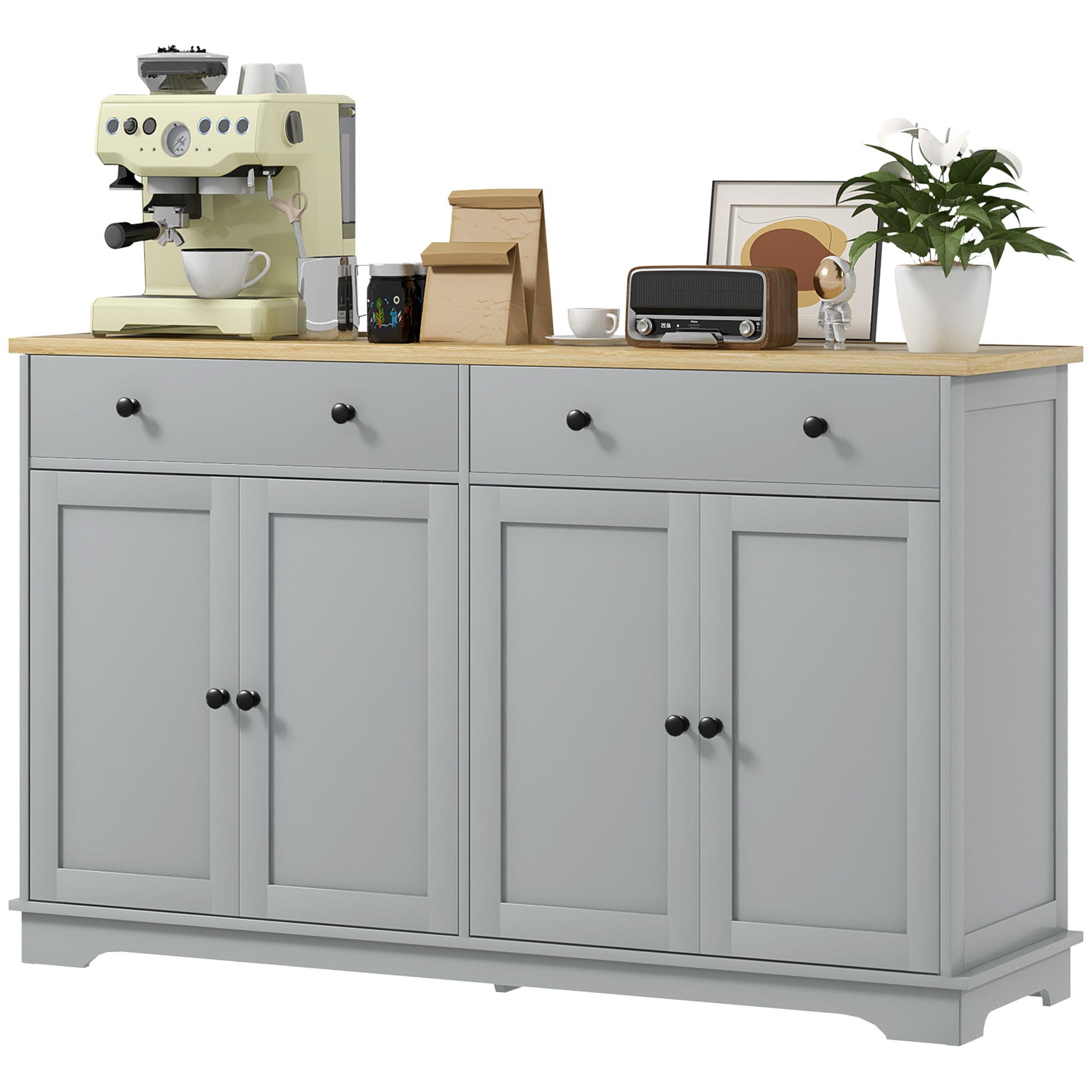 Modern Sideboard, Buffet Cabinet with Storage Drawers, Adjustable Shelves for Living Room, Dining Room, Entryway, White