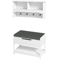 Wall Mounted Coat Rack with Shoe Storage Bench, Hall Tree and Bench, Clothes Hanger Rack with Shelves for Hallway White