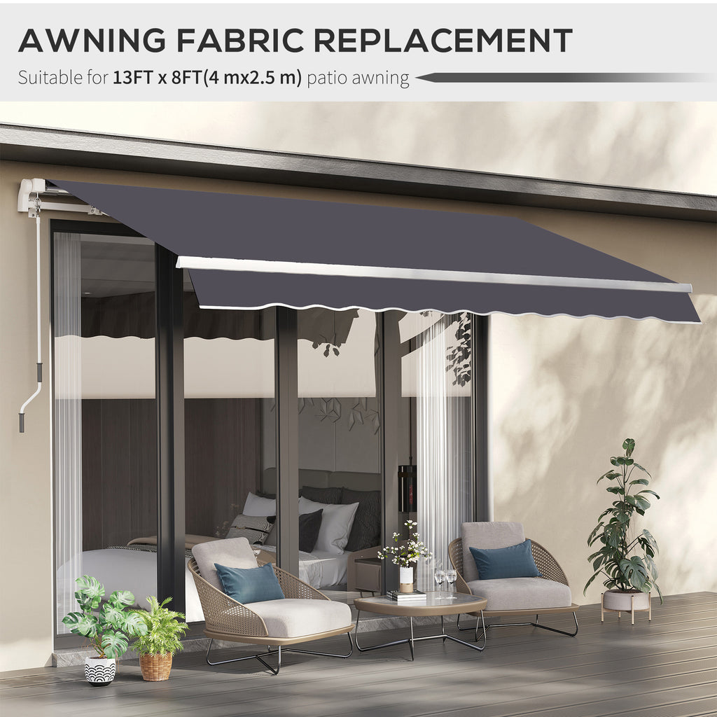 10' x 8' ርትራክታብል ኣውኒንግ ፋብሪክ ምትካእ ደገ ፀሓይ መከላኸሊ ካኖፒ ኣውኒንግ ከበቢ፣ ካብ UV መከላኸሊ፣ ግራጫ