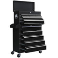 14 Drawer Rolling Tool Chest, Lockable Tool Storage Cabinet with Detachable Top Toolbox, Protective Liner, Black