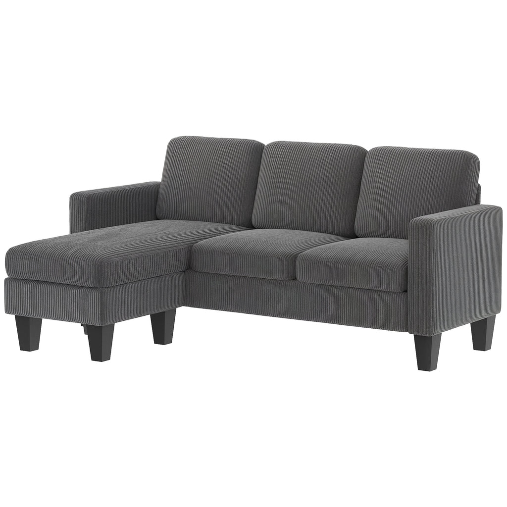Sectional Sofa, L Shaped Couch, with Changeable Chaise or Ottoman, Dark Grey