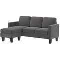 Sectional Sofa, L Shaped Couch, with Changeable Chaise or Ottoman, Dark Grey
