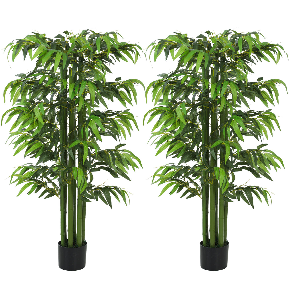 5.3ft Artificial Tree Set of 2, Indoor Fake Bamboo with Pot, for Home, Office, and Living Room Decor