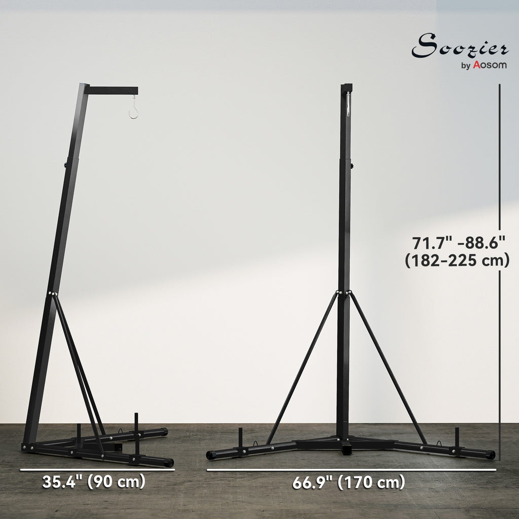 Soozier Foldable Punch Bag Stand, Adjustable Height Heavy Bag Stand with Weighted Base, Freestanding for Home Gym, Stand Only
