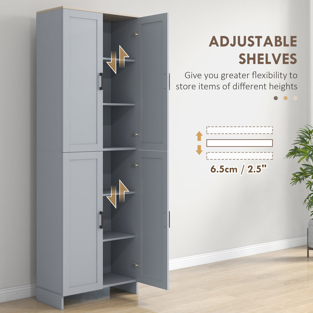 67" 4-Door Kitchen Pantry Cabinet, Freestanding Storage Cabinet Cupboard with Adjustable Shelves, White