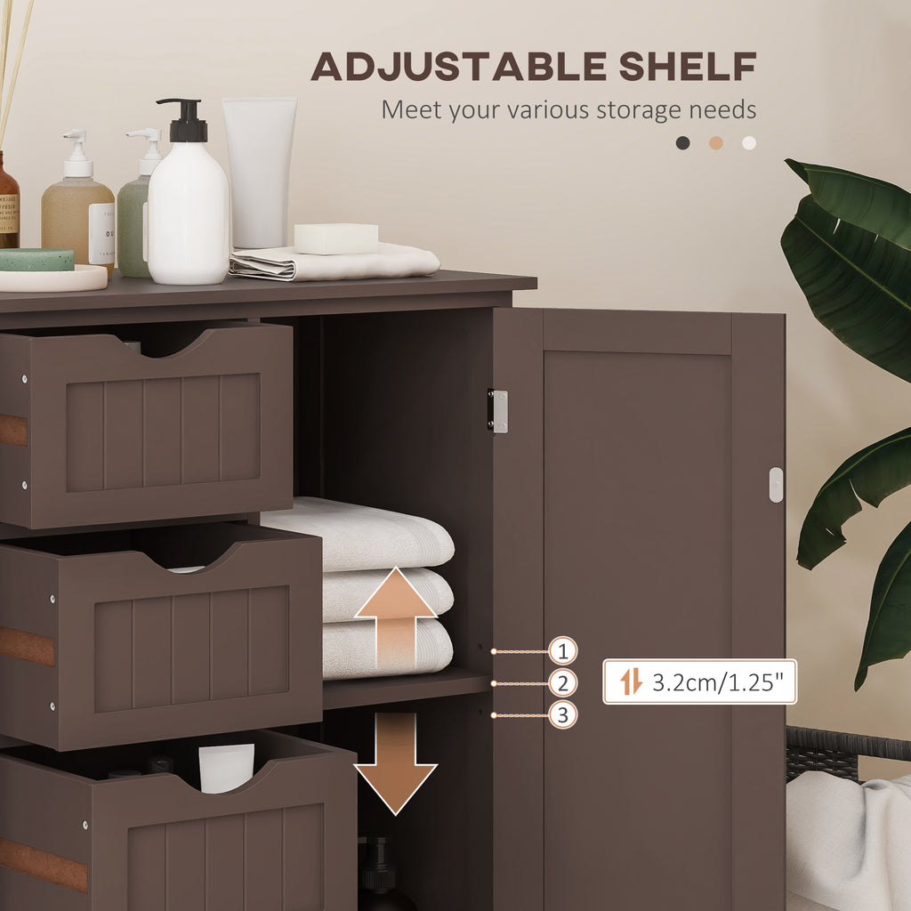 Bathroom Storage Cabinet, Floor Cabinet with Adjustable Shelf and 4 Drawers, Side Cabinet for Washroom, White