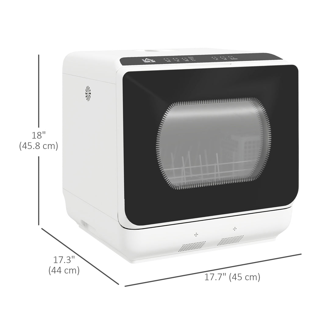 Portable Dishwasher, Counter Dishwasher with 4 Place Settings, 5 Washing Programs, Air-Dry Function, 6L Water Tank