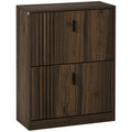 Shoe Storage Cabinet Organizer for 12 Pairs of Shoes with 2 Flip Drawers and Adjustable Shelves, Walnut