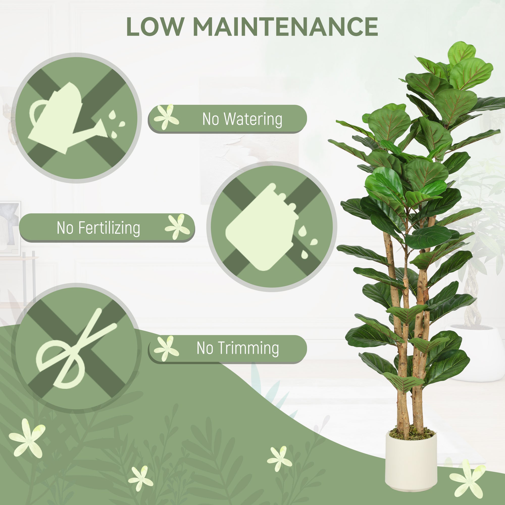 شجرة تين بنغالي اصطناعية بطول 5 أقدام، شجرة صناعية بوعاء مع جذوع خشبية صلبة للديكور الداخلي، أخضر