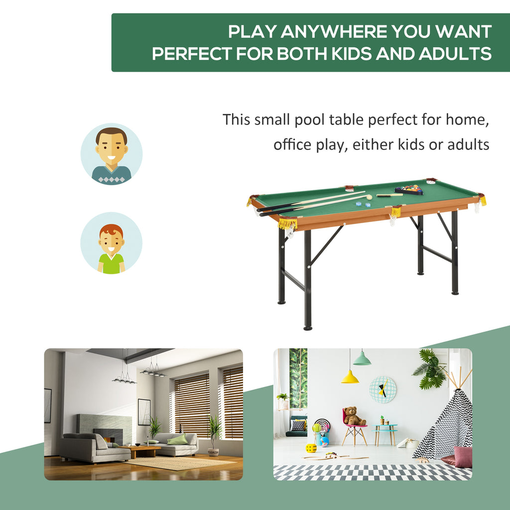 Soozier 55" Mini Pool Table Portable Billiard Table Includes Cues, Ball, Chalk, Rack, Green