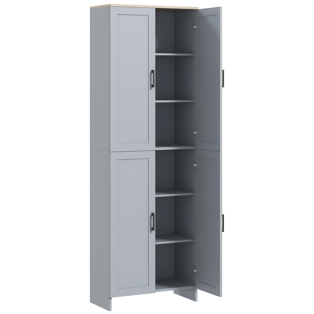 67" 4-Door Kitchen Pantry Cabinet, Freestanding Storage Cabinet Cupboard with Adjustable Shelves, White