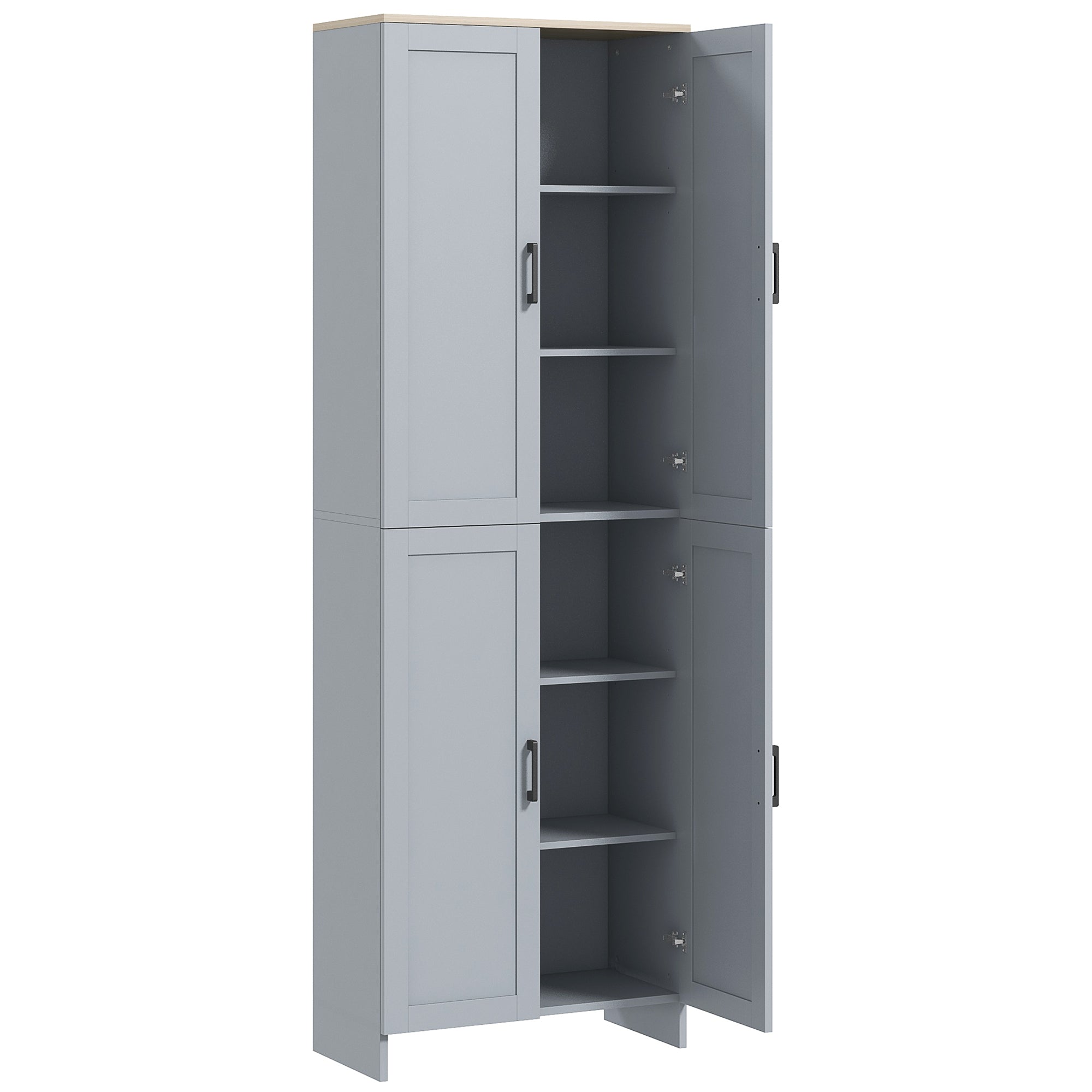 67" 4-Door Kitchen Pantry Cabinet, Freestanding Storage Cabinet Cupboard with Adjustable Shelves, White