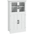Modern Sideboard Cabinet, Freestanding Sideboards and Buffets with Glass Doors, 4-tier Shelving and Adjustable Shelves