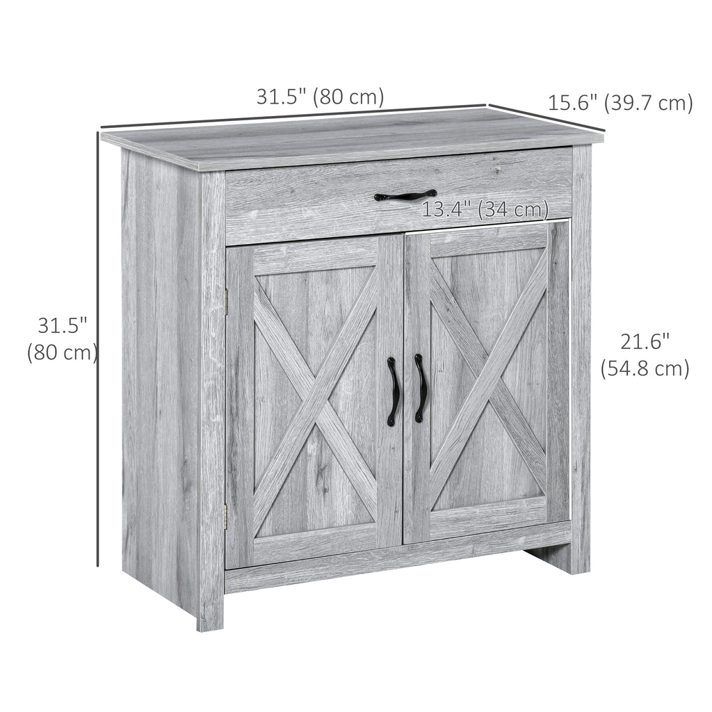 Farmhouse Sideboard Buffet Cabinet, Storage Cabinet with Barn Doors, Grey Grain