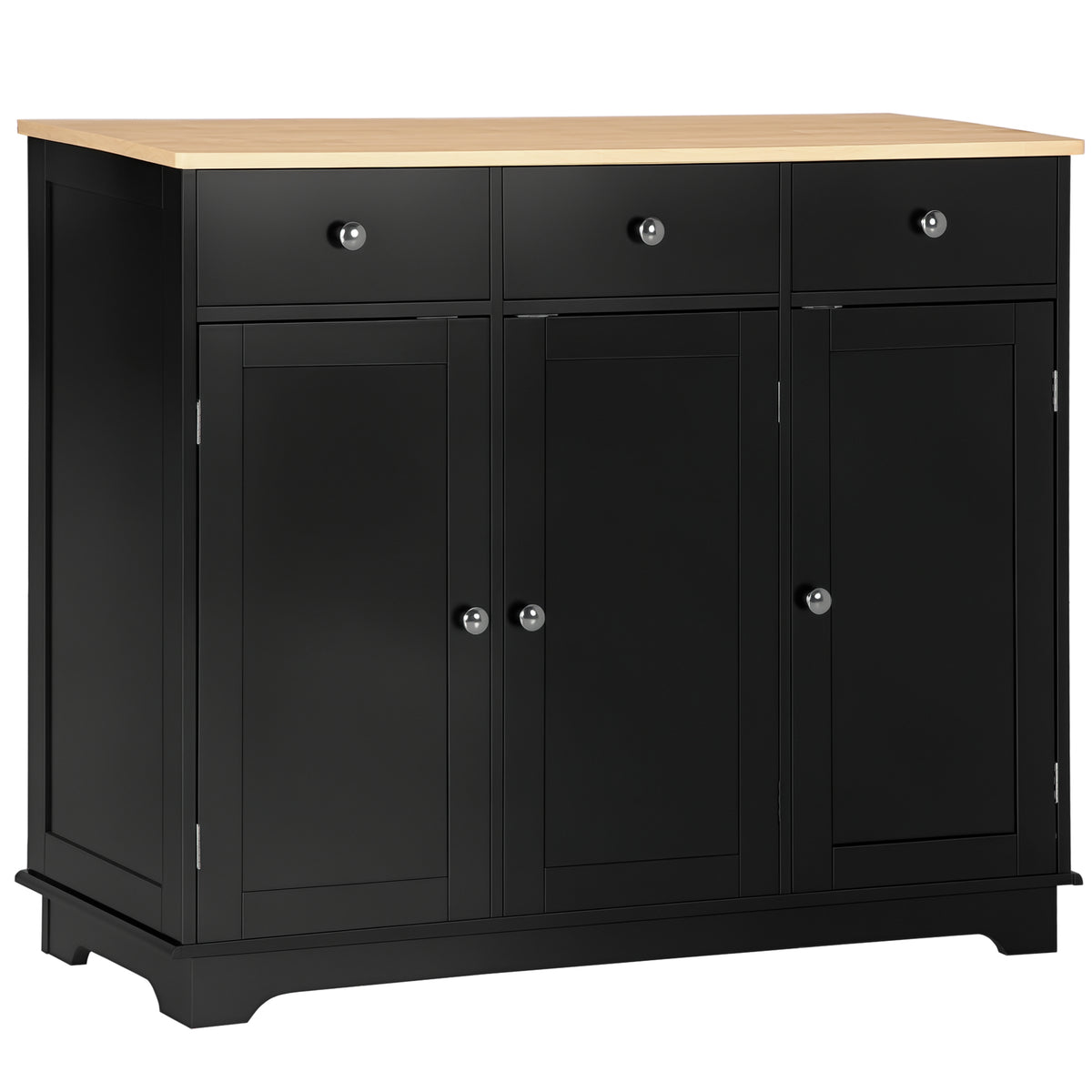 Modern Sideboard, Buffet Cabinet with Storage Cabinets, Drawers and Adjustable Shelves for Living Room, White