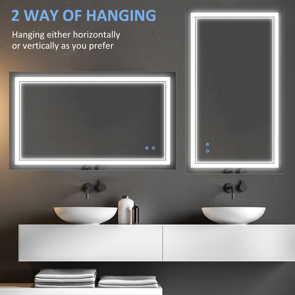 40" x 24" መስተዋት ሽንት ቤት LED፣ ዝተመርጸ ብርሃን ዘለዎ ኣብ መዓርፎ ዝተሰቀለ መስተዋት፣ ምስ 3 ሕብሪ፣ ብልህ ምትንካፍ፣ ፕላግ-ኢን፣ ቀጥ ወይ ጐንጐን ዝተሰቀለ