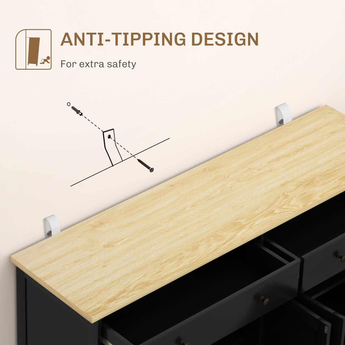 Modern Sideboard, Buffet Cabinet with Storage Drawers, Adjustable Shelves for Living Room, Dining Room, Entryway, White