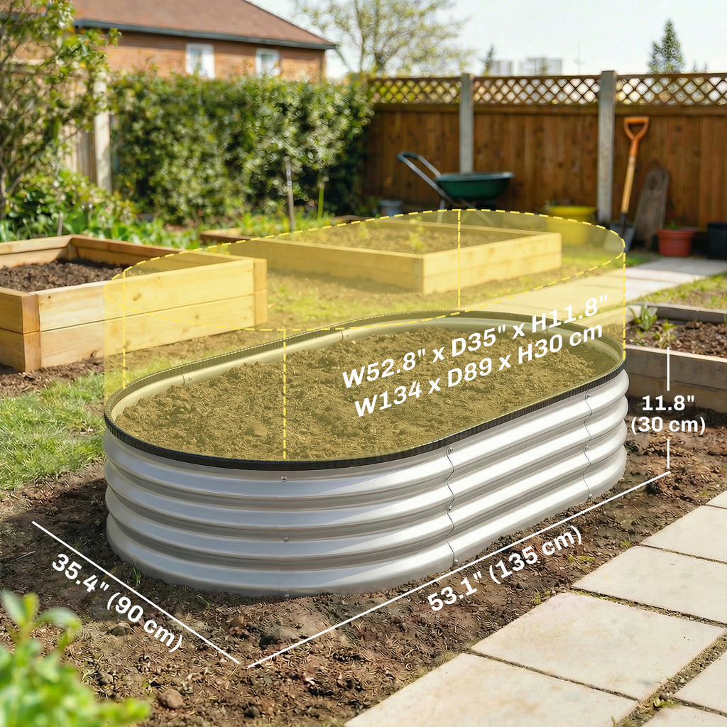 Galvanized Raised Garden Bed, 5 x 3 x 1 ft Modular Metal Garden Beds with Rubber Strip Edging, Silver