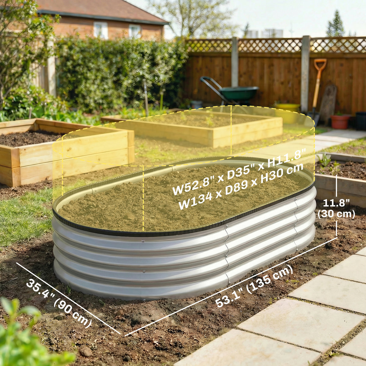 Galvanized Raised Garden Bed, 5 x 3 x 1 ft Modular Metal Garden Beds with Rubber Strip Edging, Silver