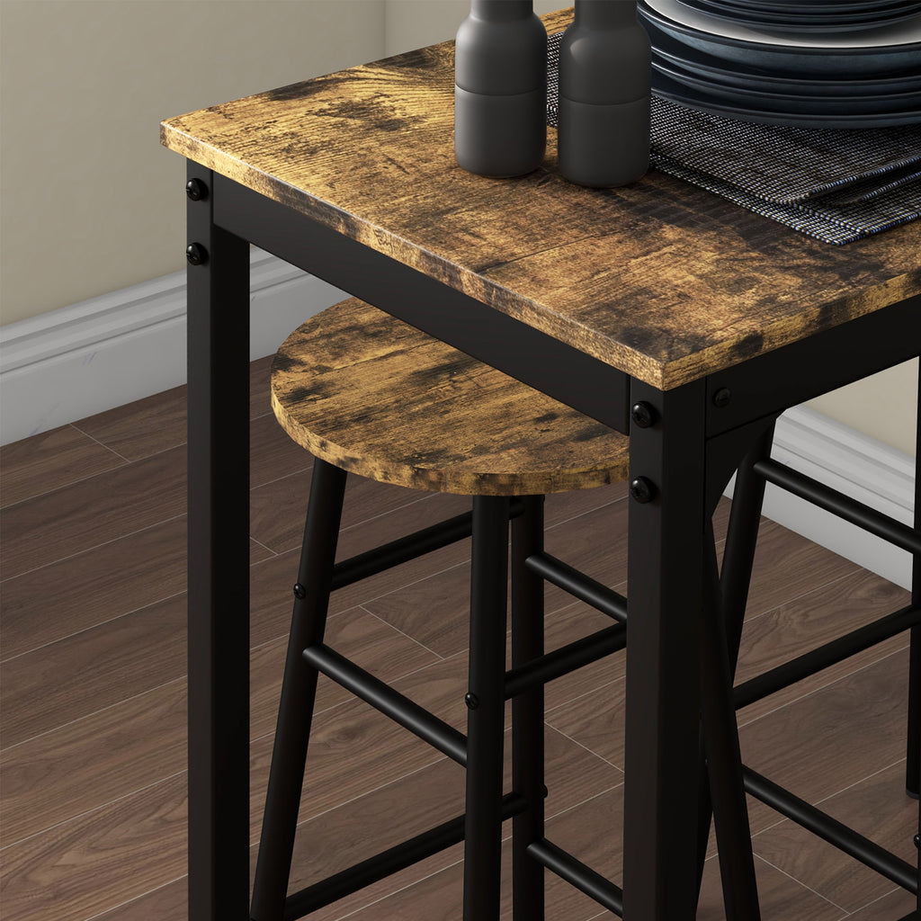 3-Piece Counter Height Bar Table and Chairs, Dining Table and Chairs Set for 2, Pub Table and Chairs