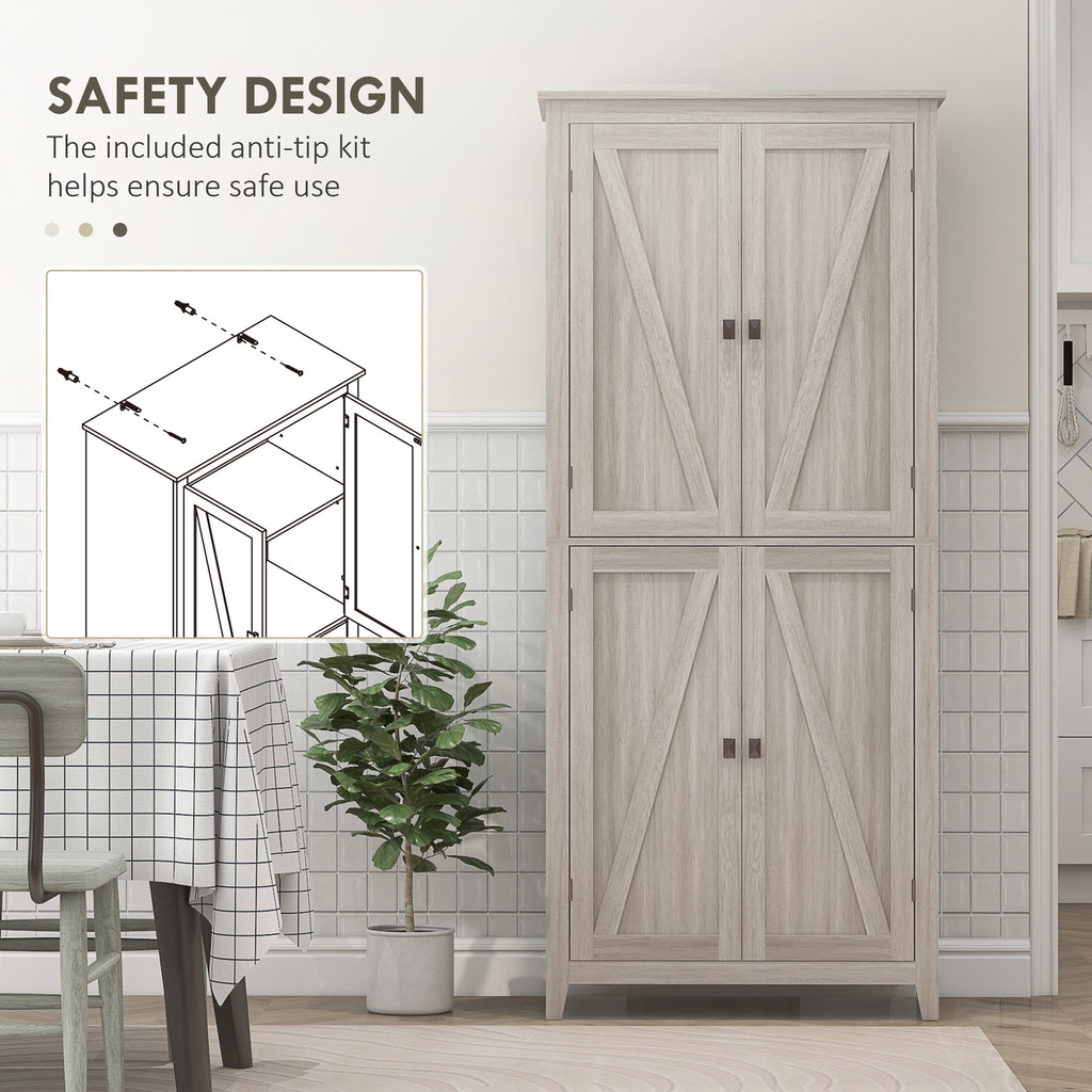 72" Freestanding Storage Cabinet, Kitchen Pantry Cabinet with Doors and Shelves for Dining Room, White