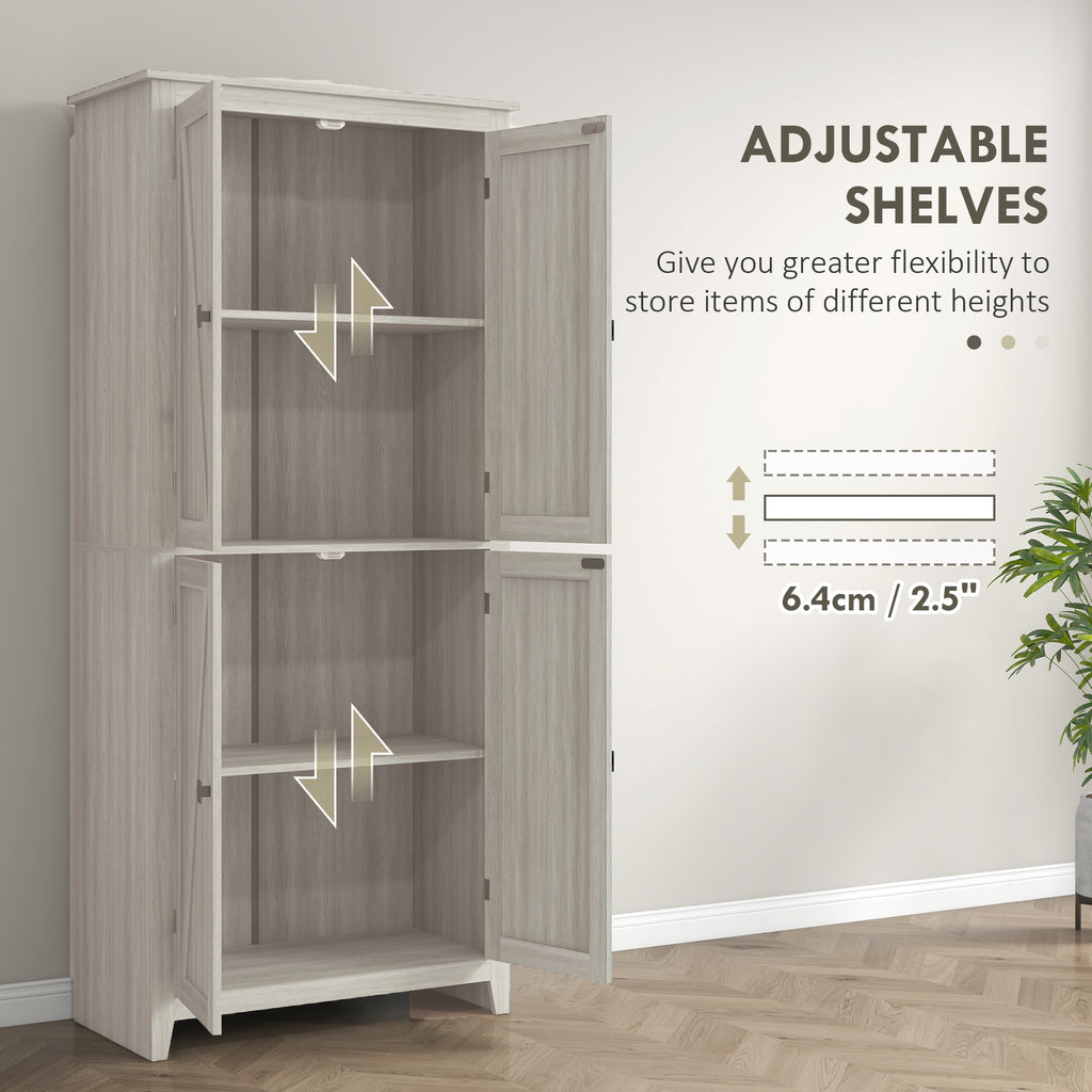 72" Freestanding Storage Cabinet, Kitchen Pantry Cabinet with Doors and Shelves for Dining Room, White