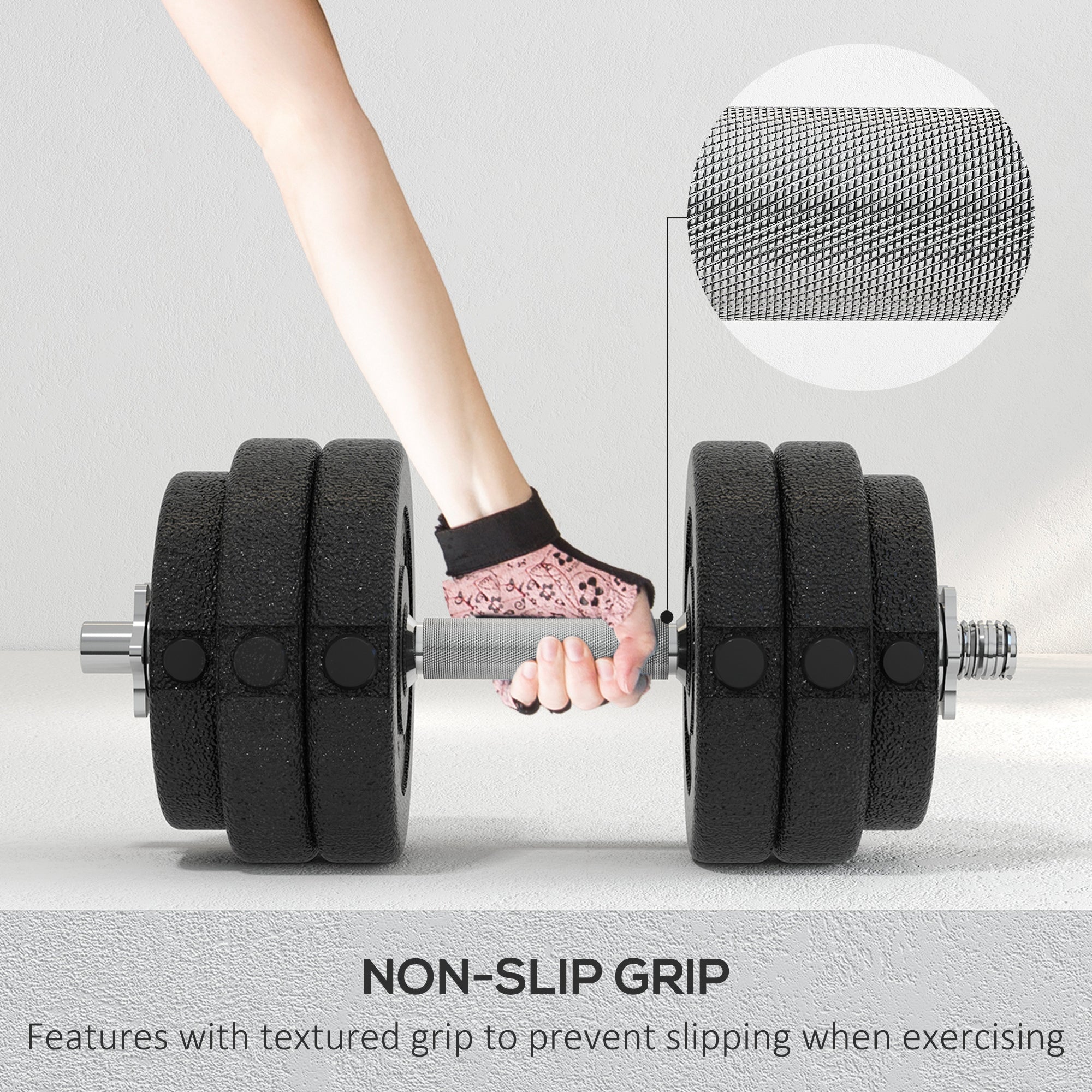 Soozier 2 x 33 lbs Adjustable Dumbbells Weight Set Dumbbell Hand Weight Barbell for Body Fitness Lifting Training for Home Office Gym, Black