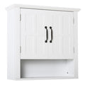 Wall Mount Bathroom Cabinet, Storage Organizer Kitchen Cupboard with 2 Doors and Adjustable Shelf White