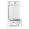 Coat Rack Shoe Bench, Hall Tree with Bench and Shoe Storage, Entryway Bench with 4 Hooks, 2 Drawers, 2 Shelves, White