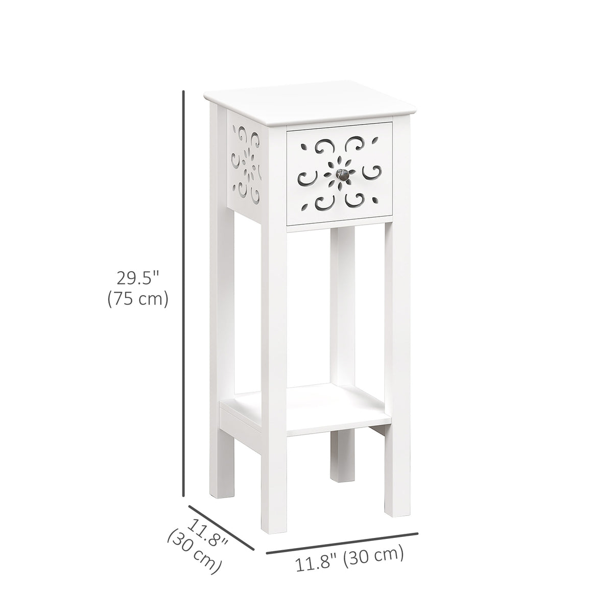 Nightstand Set of 2 with Drawer and Open Storage Shelf White