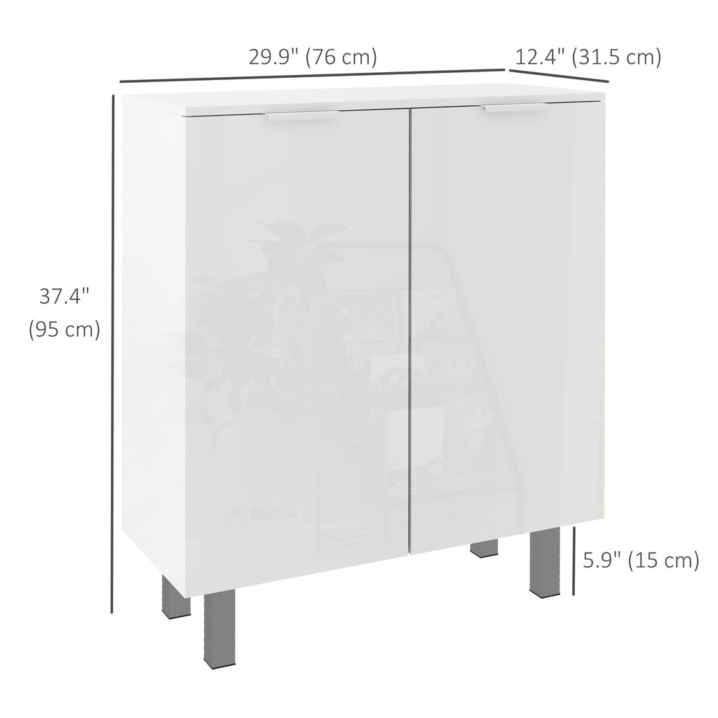 Shoe Cabinet, Shoe Storage Cabinet with Soft-Close Hinges and Adjustable Shelves, Holds 15-20 Pairs, High Gloss White