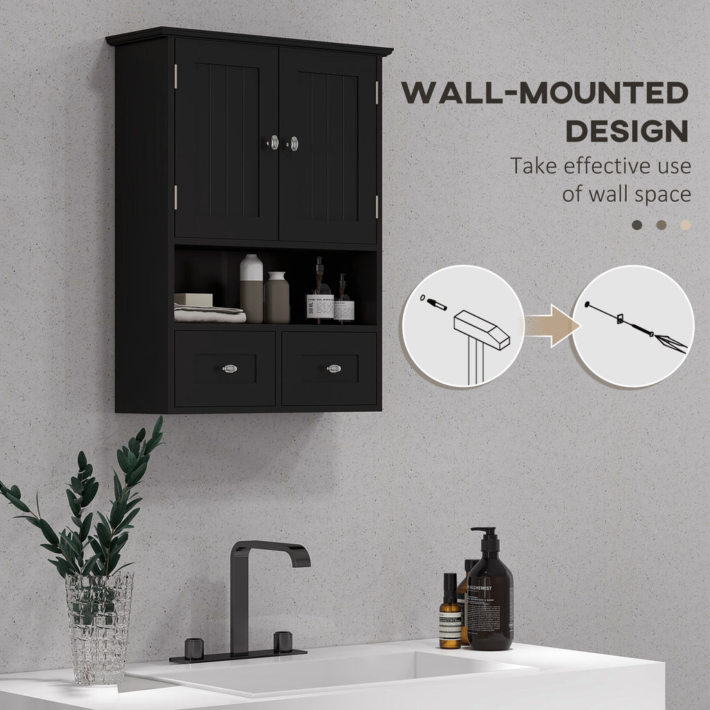 Medicine Cabinet, Bathroom Wall Cabinet with Shelf and Drawers for Hallway, Living Room, Brown